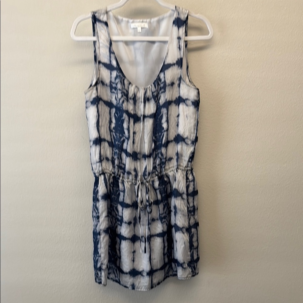 Blue and White Tie-dye Sleeveless Dress